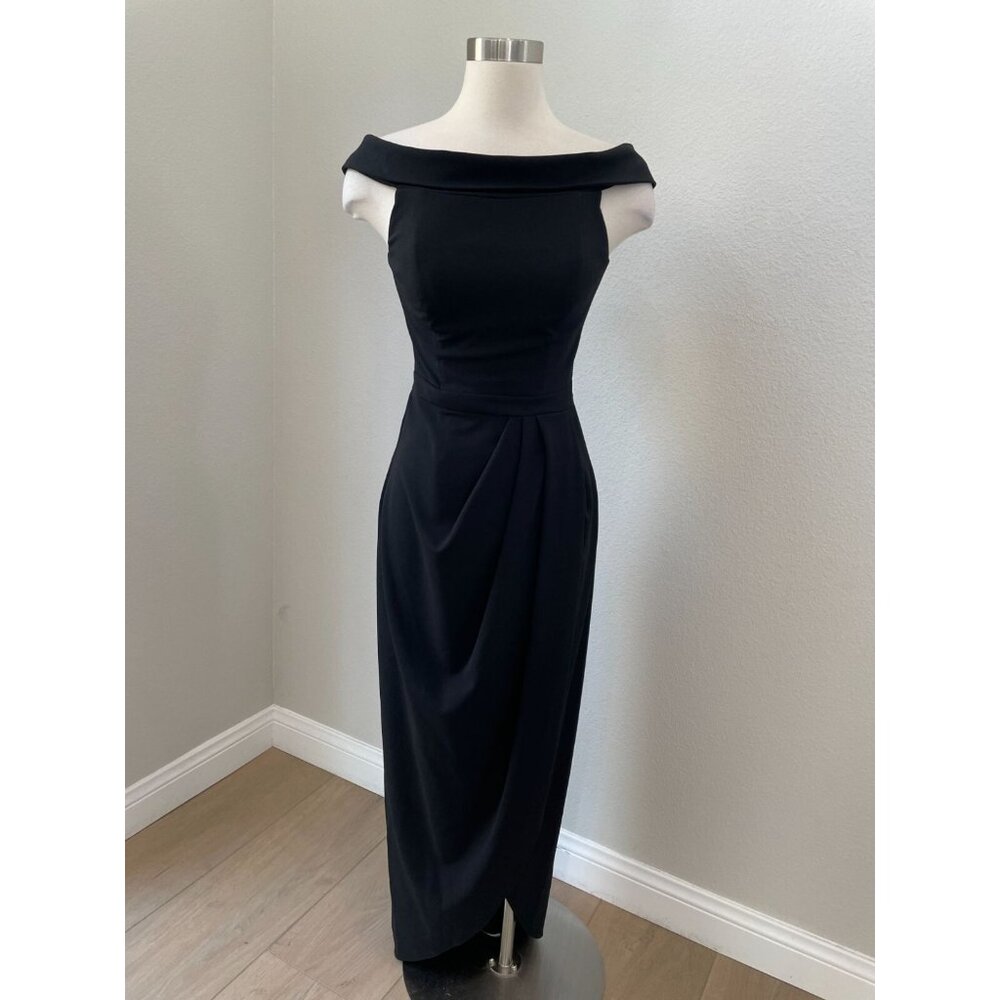 Anthropologie BHLDN Womens 2 Black Thompson‎ Off-the-Shoulder Midi Dress